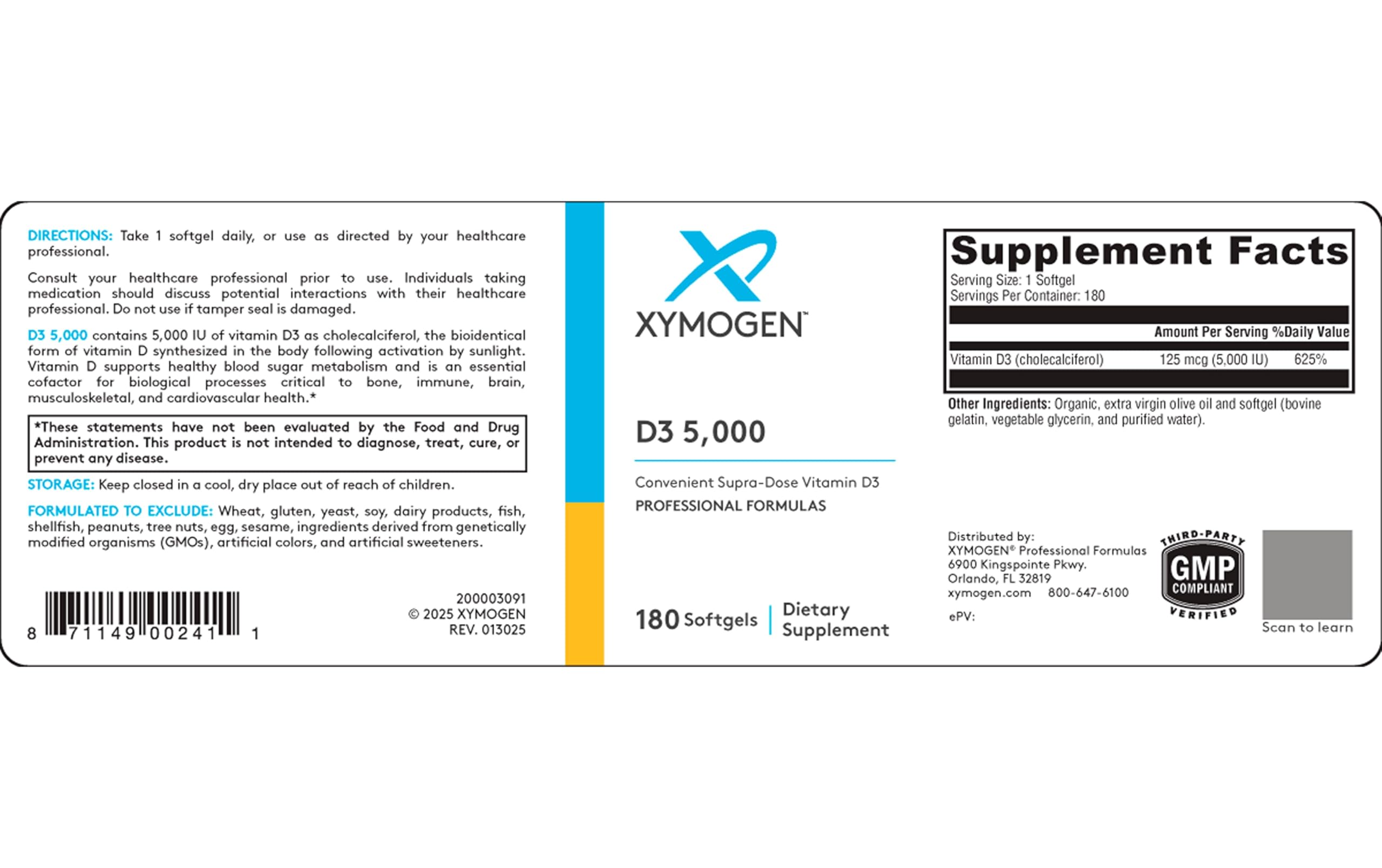 Amazon.com: XYMOGEN D3 5000 - Bioavailable Vitamin D3 5000 IU (125